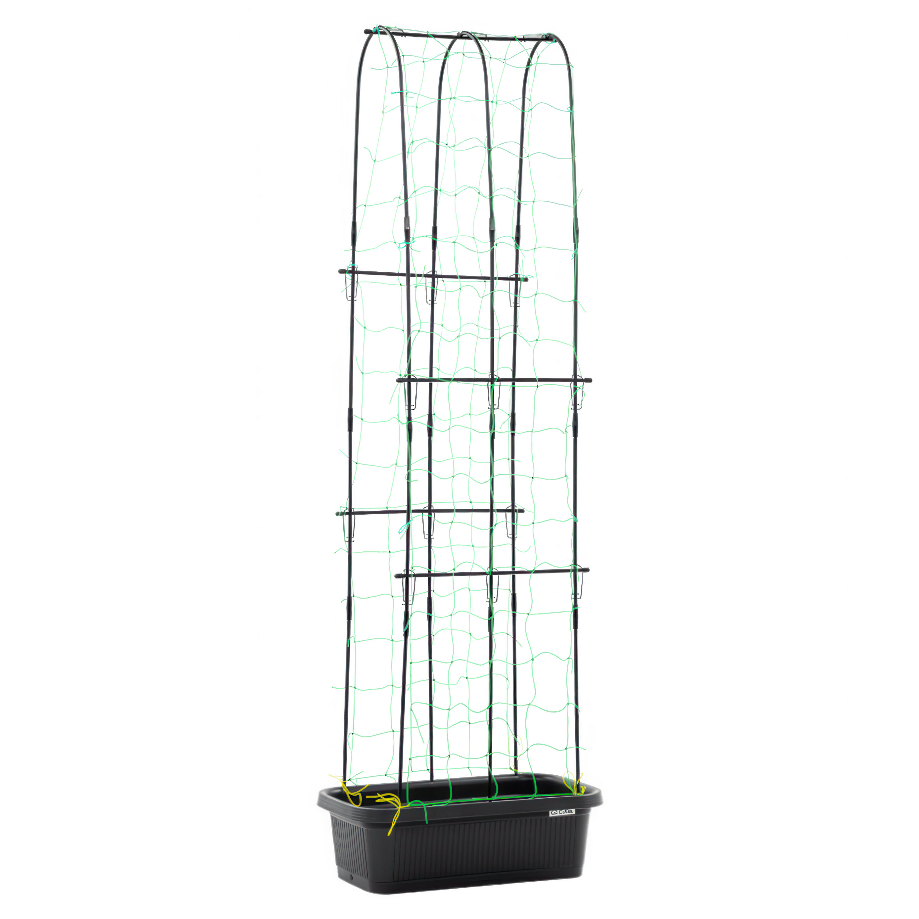 Widok całej doniczki ze stojakiem do uprawy ogórków CUCU GROW BOX 60x30x178cm CULTIVO