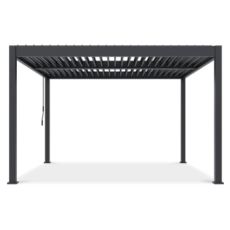 Terasový altánok ELEGANCE DUO 4x4 Anthracite Gutroof s nastaviteľnou strechou z čelného pohľadu