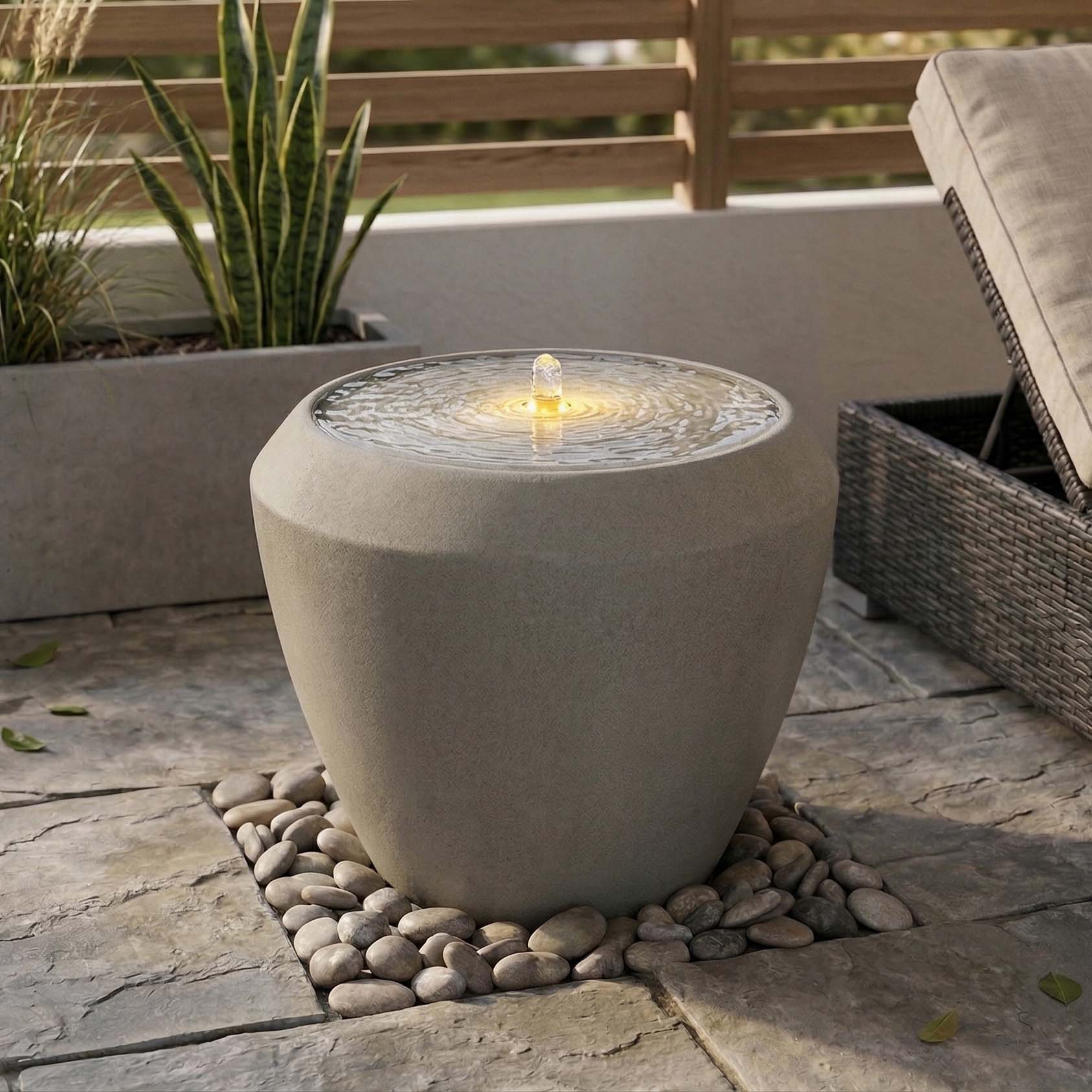 Estetická záhradná fontána WATERFALL LED 44x39,5 cm Stone Grey - MoodMe
