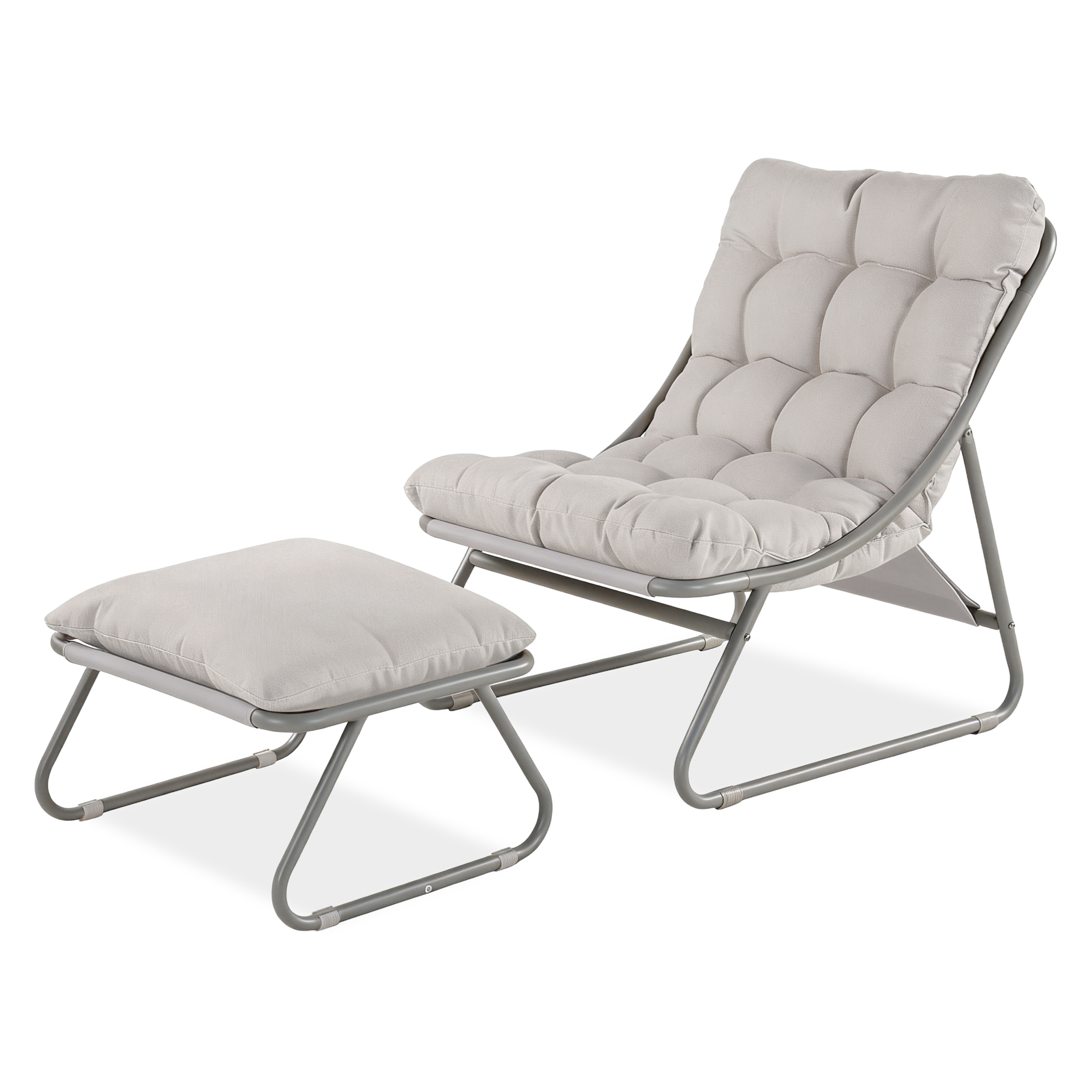 VISTA RELAX Set záhradného kresla a pufu v sivej/béžovej farbe - Bjørkka