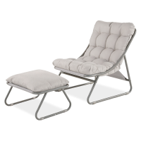 VISTA RELAX Set záhradného kresla a pufu v sivej/béžovej farbe - Bjørkka