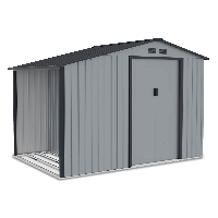 Záhradný domček s prístreškom na drevo MADISON 278x191cm svetlo sivý - Hardmaister