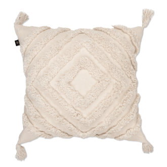 Poduszka w stylu boho z frędzlami, beżowa od moodme