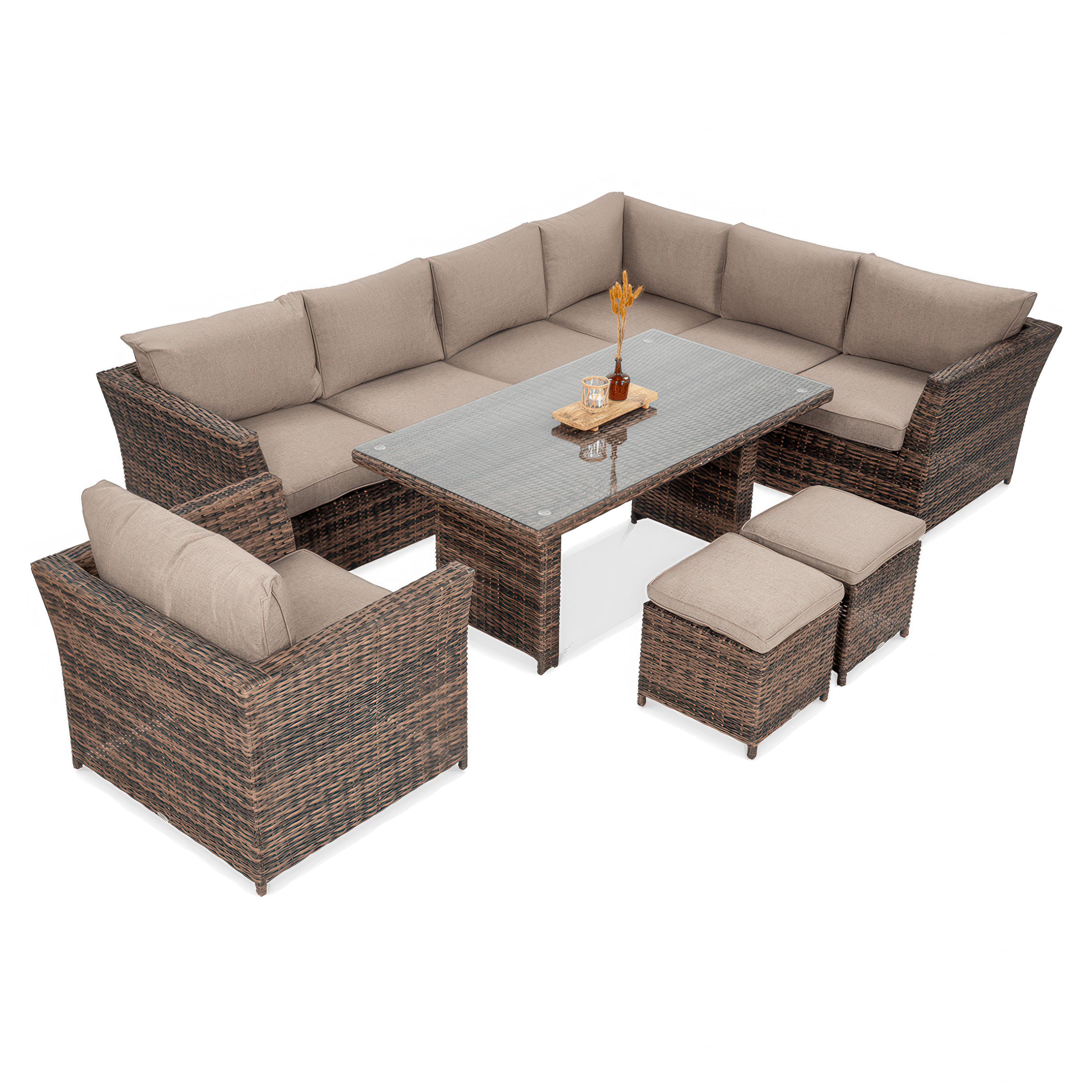 Technorattan rohový MONIZ DINING PLUS Brown