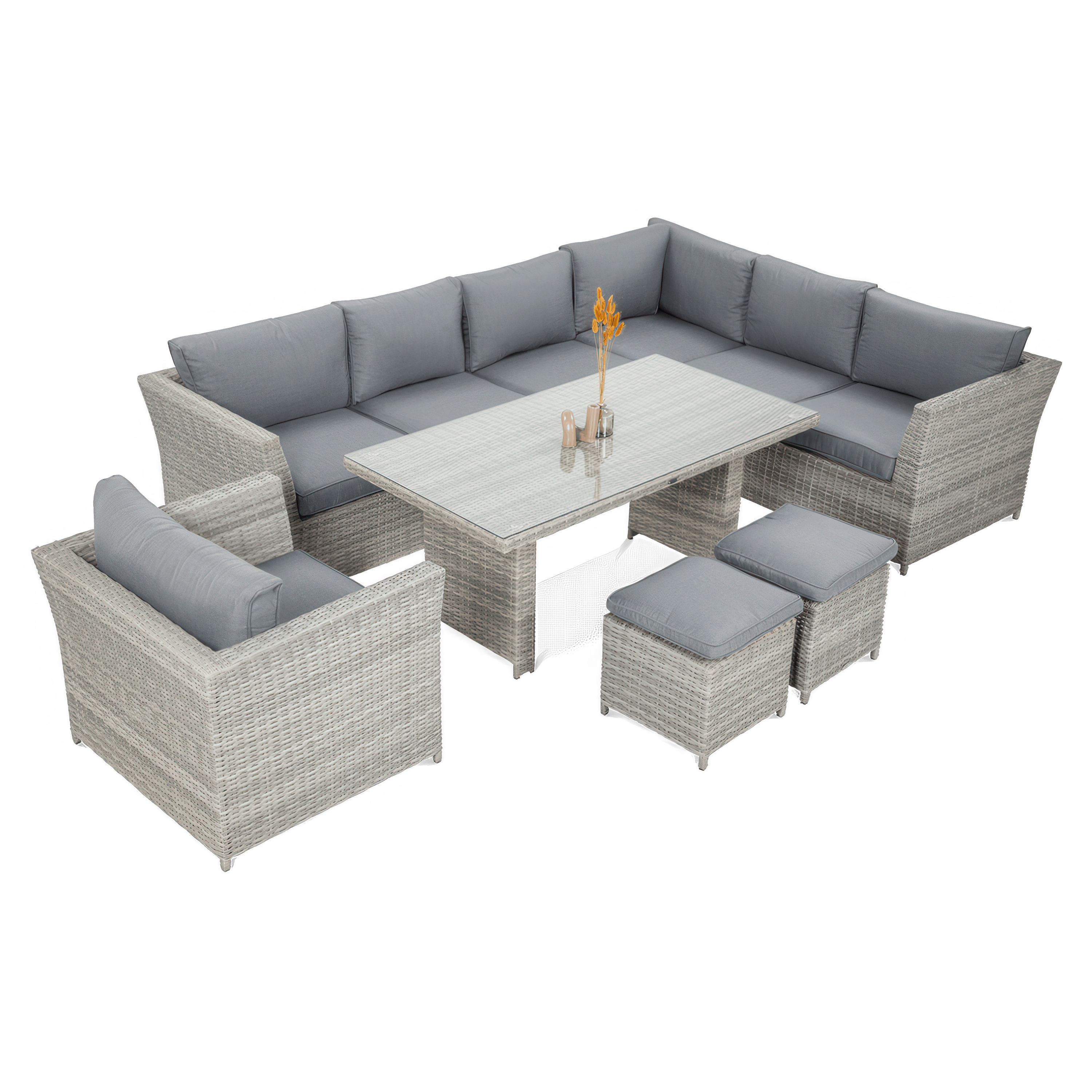 Technorattan rohový MONIZ DINING PLUS Stone Grey