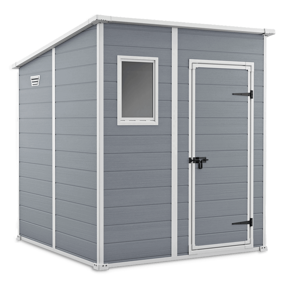 Szary domek MANOR PENT o wymiarach 183,5x185cm na narzędzia ogrodowe