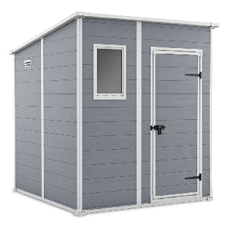 Szary domek MANOR PENT o wymiarach 183,5x185cm na narzędzia ogrodowe