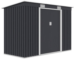Kovový domček na náradie Hardmaister OREGON 261x121 cm v šedom prevedení s posuvnými dverami a ventilačnými otvormi