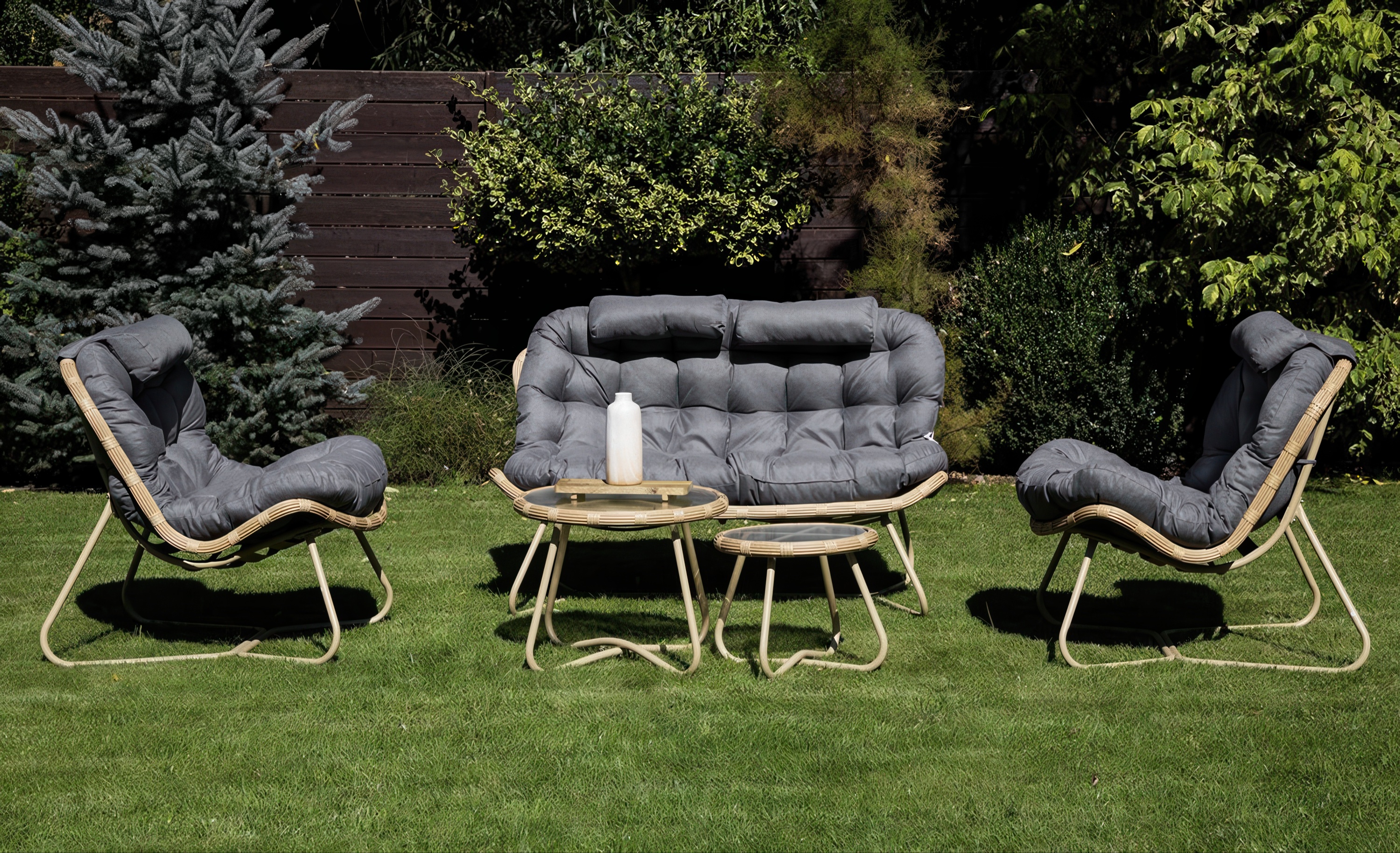 RODOS CAFFE Prírodná/sivá súprava nábytku na sedenie - Focus Garden