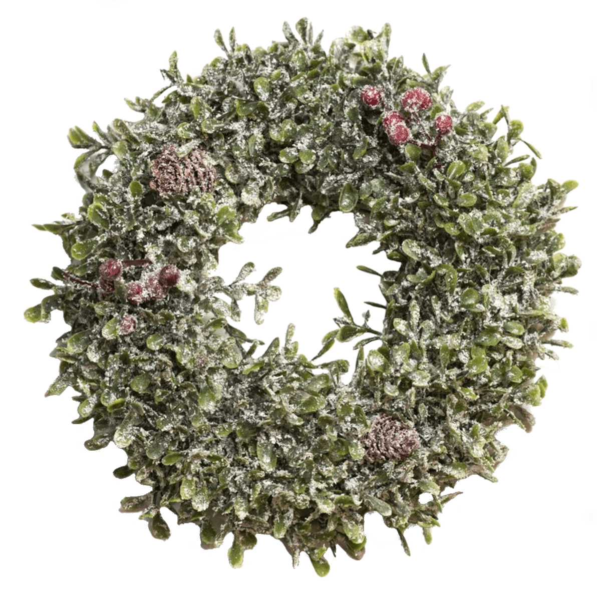 Wianek z bukszpanu GLORIAFIR śnieżony, średnica 20cm