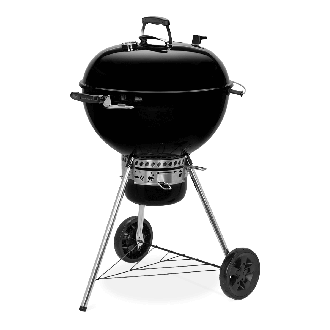 grill węglowy w kolorze czarnym na dwóch kółkach