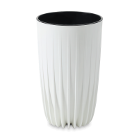 MIRA ECO recyklovaný 30 cm vysoký záhradný kvetináč biely - LAMELA
