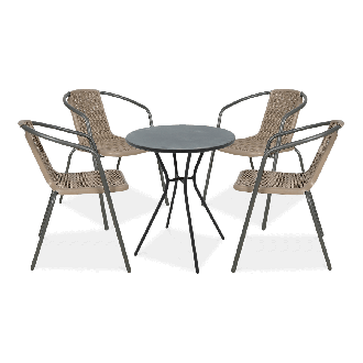 Komplet ogrodowy na balkon Simple 4+1 Cappuccino Focus Garden bez tła PNG