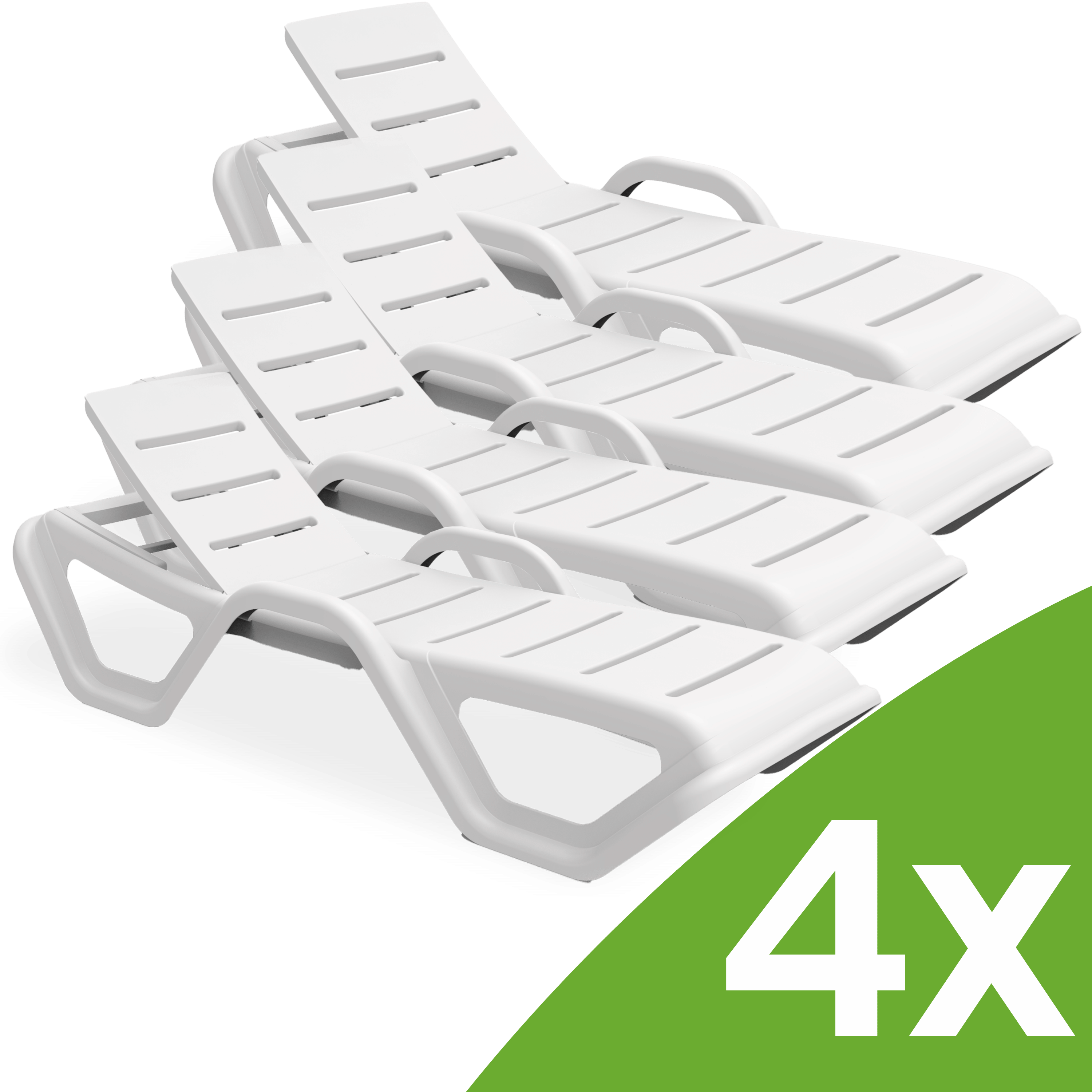 Záhradné lehátka MONOBLOCK White SADA 4 KS New - Bjorkka