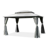 Záhradný pavilón s moskytiérou a závesmi VANCOUVER 3x4 Light Grey - Hardmaister