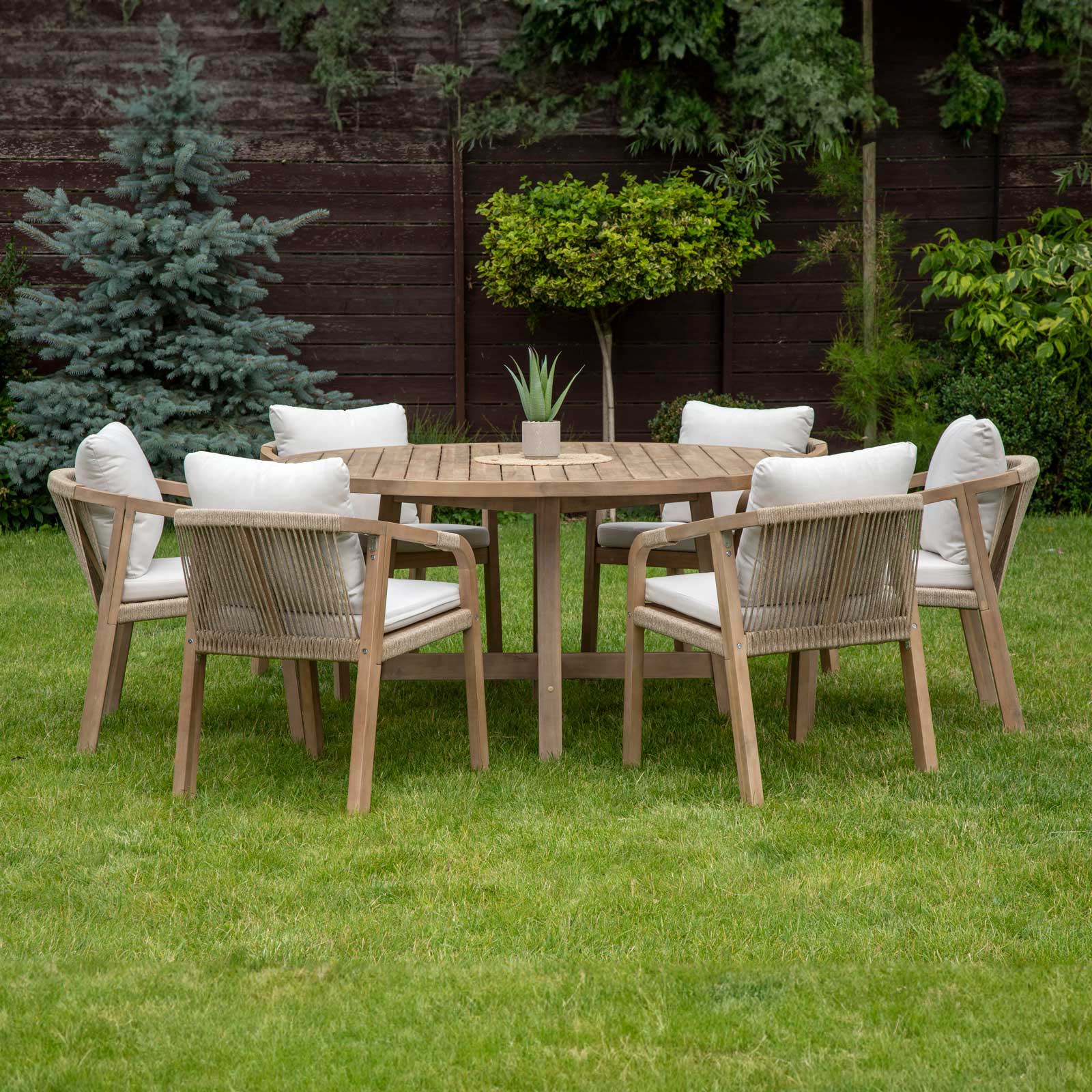 Okrúhly stôl so stoličkami MARIGOLD 6+1 Round - FURRORE