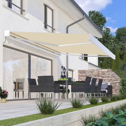 PRIME AUTOMATIC 450x300 BEIGE markíza na terasu s LED osvetlením a senzorom - Gutroof