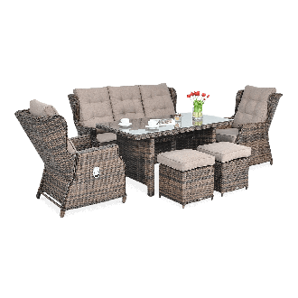 Technorattan nábytok BALTIMORE DINING + PUFY Brown