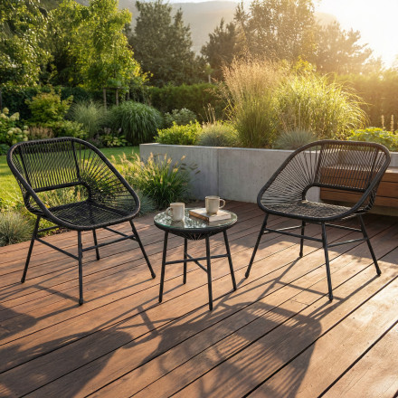 Záhradný set MAYA NEW 2+1 Black - Bjørkka