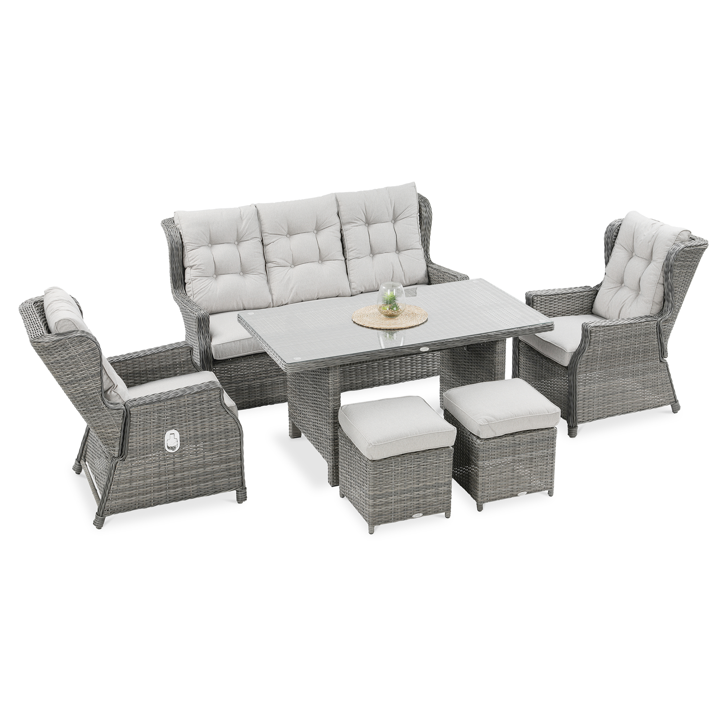 Záhradná zostava z umelého ratanu BALTIMORE DINING + VAKY Dark sivá