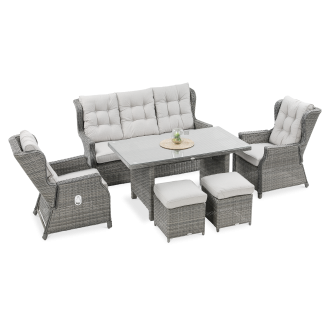 Záhradná zostava z umelého ratanu BALTIMORE DINING + VAKY Dark sivá