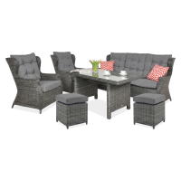Záhradná súprava TRIVENTO DINING 3 + pufy Dark Grey