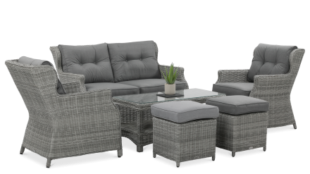 Zestaw Mebli z technorattanu TRIVENTO 2 + Pufy Stone Grey