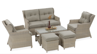 Technorattan nábytok TRIVENTO 2 + PUFY Béžová