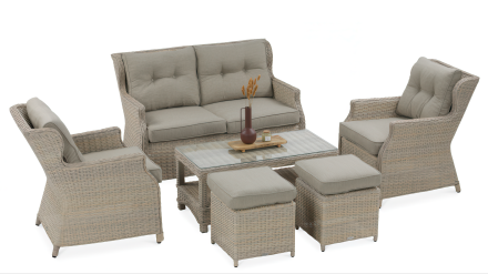 Technorattan nábytok TRIVENTO 2 + PUFY Béžová