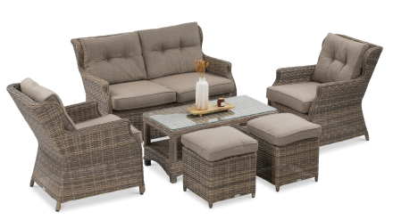 Technorattan nábytok TRIVENTO 2 + PUFY Brown