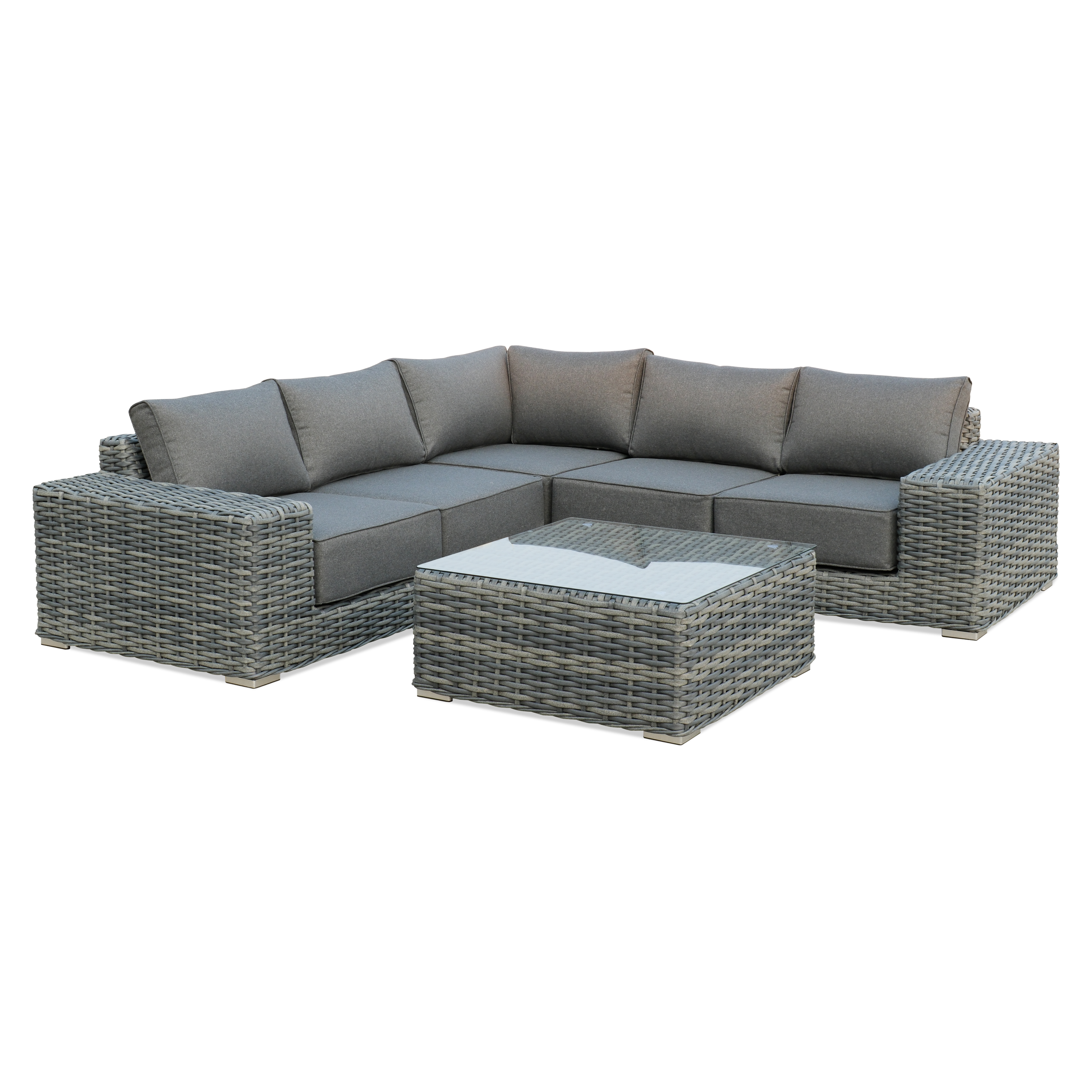 Technorattanová rohová zostava VEGA CAFFE Dark Grey - FOCUS GARDEN