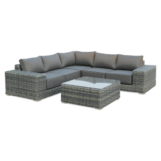 Technorattanová rohová zostava VEGA CAFFE Dark Grey - FOCUS GARDEN