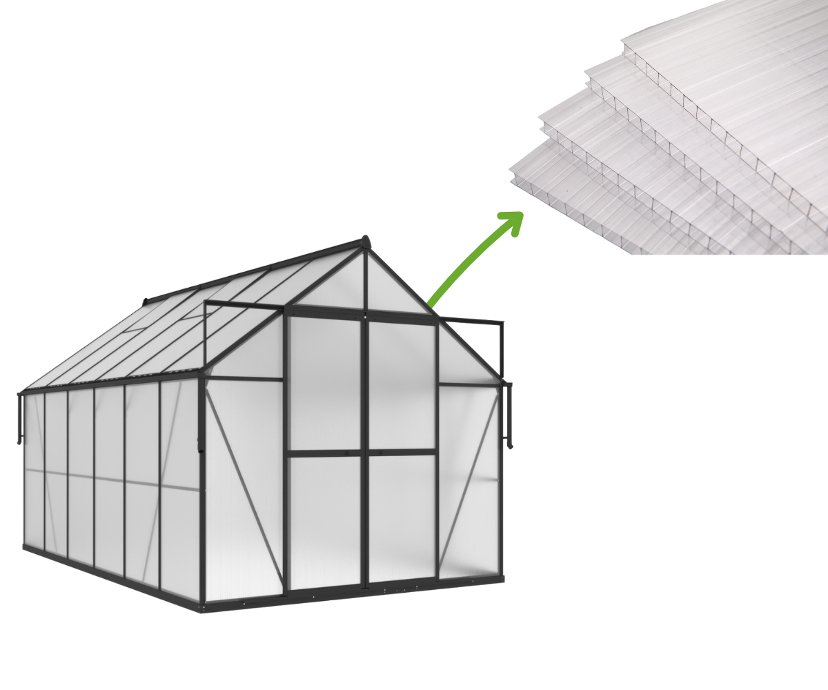 Polykarbonátové dosky 4 mm 1423 x 588 mm vymeniteľné pre skleníky (5 ks) Slide-in - Cultivo