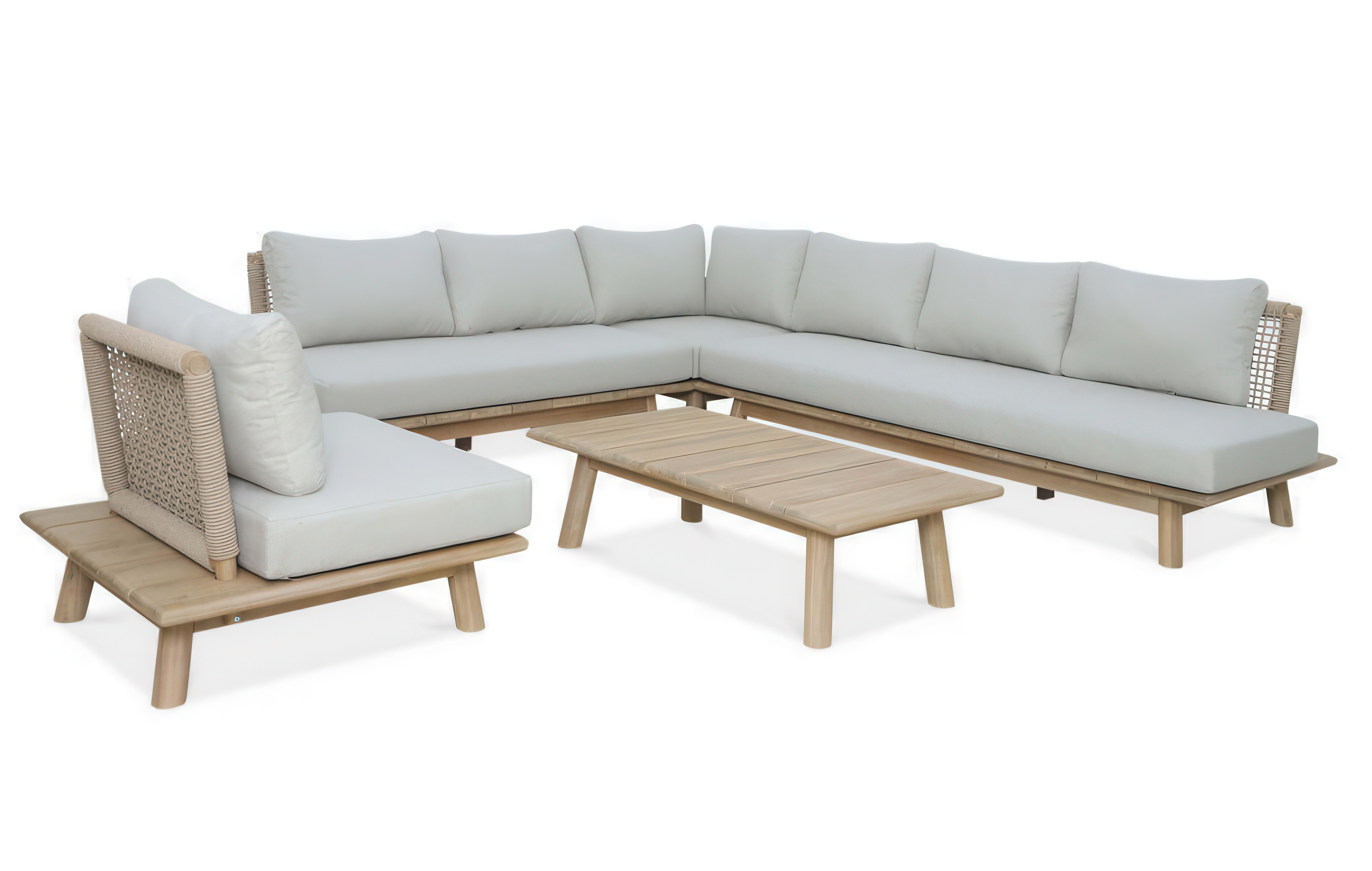 MIYA DINING rohová pohovka + svetlo sivé kreslo - Focus Garden