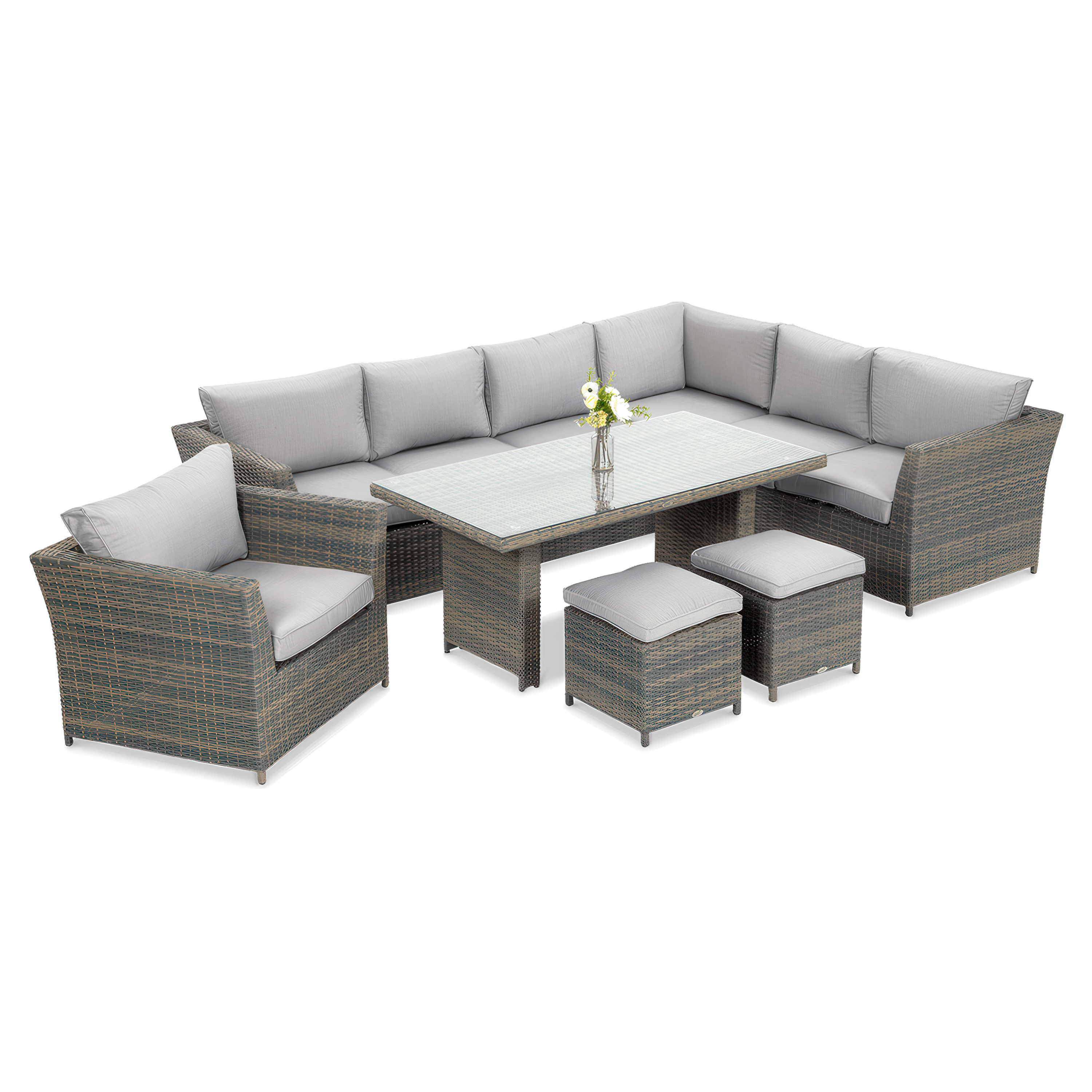 Technorattan rohová zostava MONIZ DINING PLUS sivá