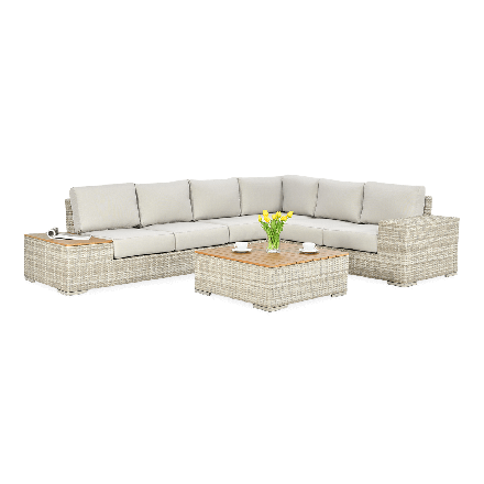 Technorattan rohová jednotka AVOCADO WOOD béžová