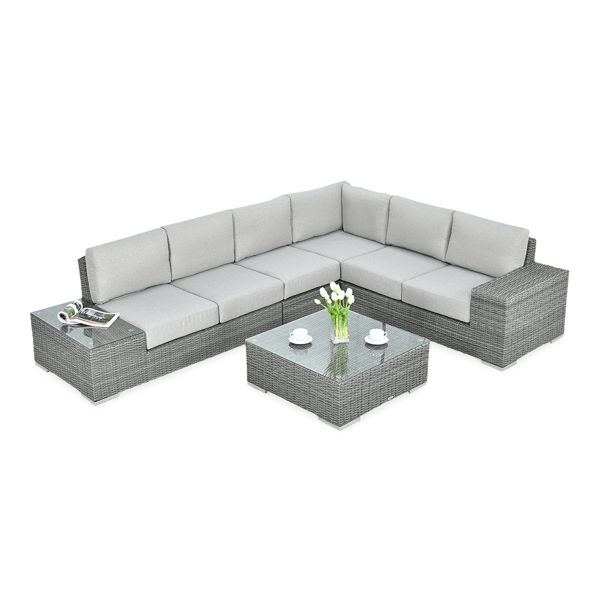 Technorattanová rohová jednotka AVOCADO Dark Grey