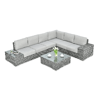 Technorattanová rohová jednotka AVOCADO Dark Grey