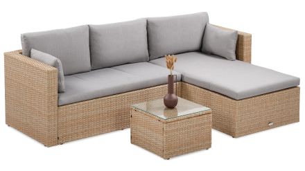 LIZBONA Béžová technorattanová rohová pohovka - Focus Garden