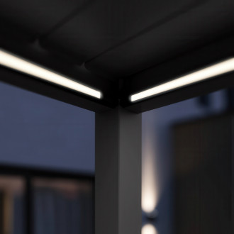 Nocna aranżacja oświetlenia LED pergoli