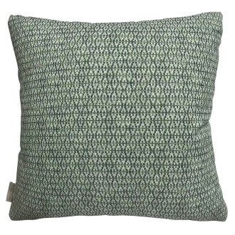 Vankúš na nábytok Notturno 45x45 MoodMe so zeleným geometrickým vzorom na bielom pozadí