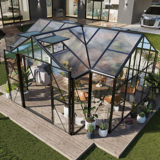 Zimná záhrada TRIBECA čierna 433x360 cm PC + Glass - Gutroof