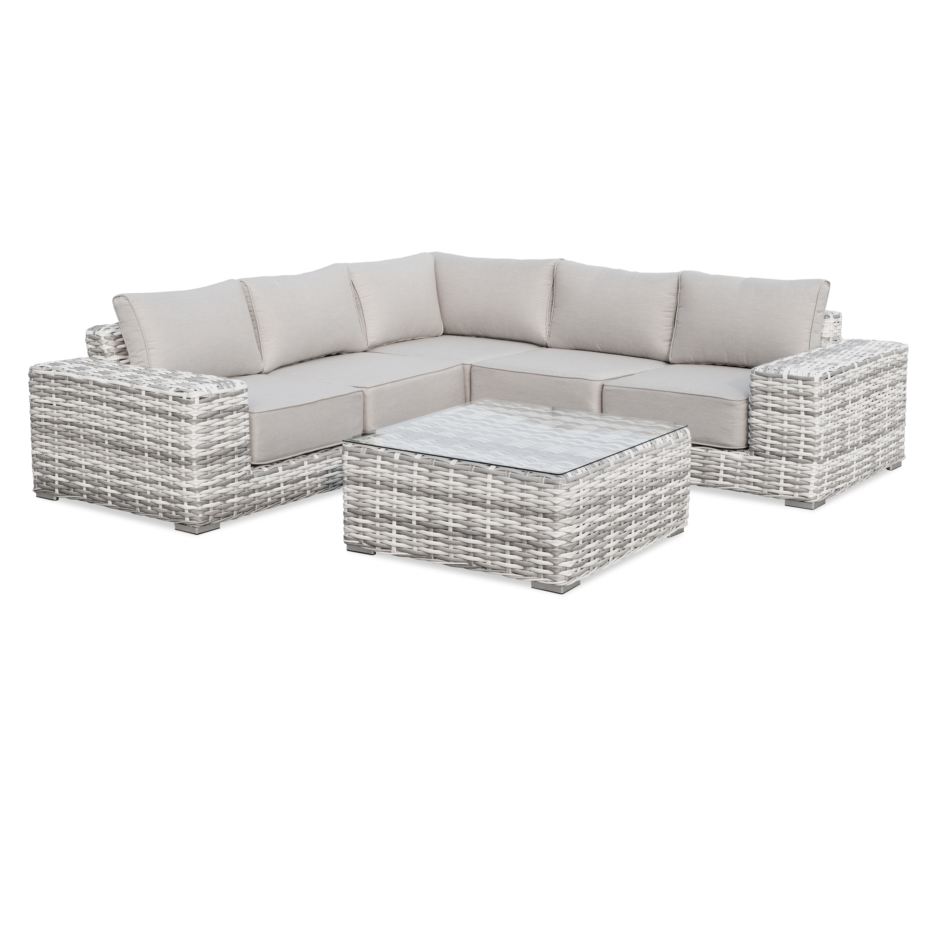 Technorattanová rohová zostava VEGA CAFFE Light Grey - FOCUS GARDEN