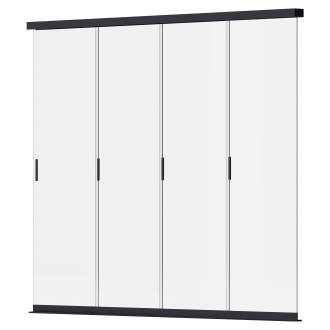 Sklenený posuvný panel pre pergolu ELEGANCE/DELUXE/FUSION 3m v antracitovom ráme na bielom pozadí