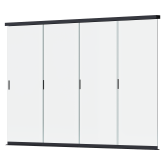 Posuvný sklenený panel pre pergolu ELEGANCE/DELUXE/FUSION 4m v antracitovom ráme so štyrmi posuvnými krídlami