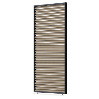 Nastaviteľný žalúziový panel horizontálny pre pergolu 1,3 m Woodgrain Gutroof s tmavým rámom a svetlými lamelami