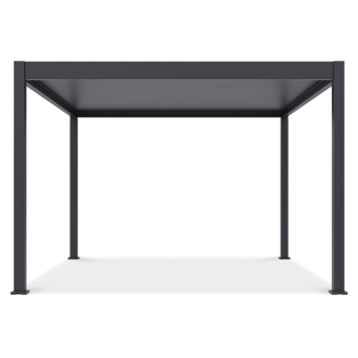 Elektrická terasa pergola DELUXE AUTOMATIC 3,6x4 s LED osvetlením antracitovej farby z čelného pohľadu