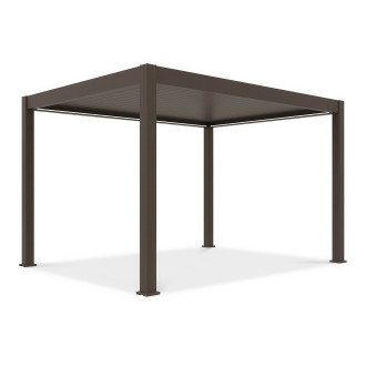 Elektrická hliníková pergola Gutroof DELUXE PRO 3x4 m vo farbe taupe vo voľne stojacom vyhotovení na bielom pozadí