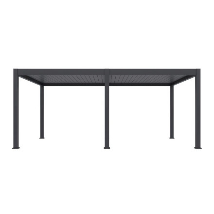 Hliníková pergola Gutroof DELUXE PRO AUTOMATIC 4x6 m v antracitovej farbe na bielom pozadí