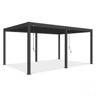 Hliníková pergola Gutroof DELUXE 3,6x5,3 m antracit s nastaviteľnými lamelami a kľukami na ovládanie strechy